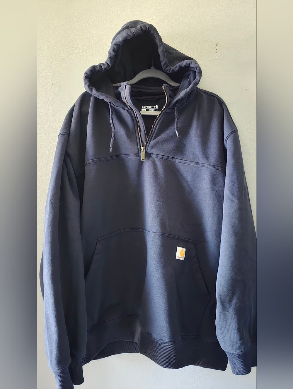 Carhartt Navy Rain Defender Heavy Quarter-Zip Hooded Sweatshirt